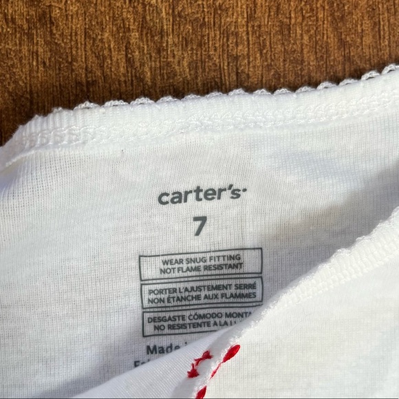 Christmas 2 piece pajama set for girl Sz 7 carters “merry everything “ - Picture 3 of 5